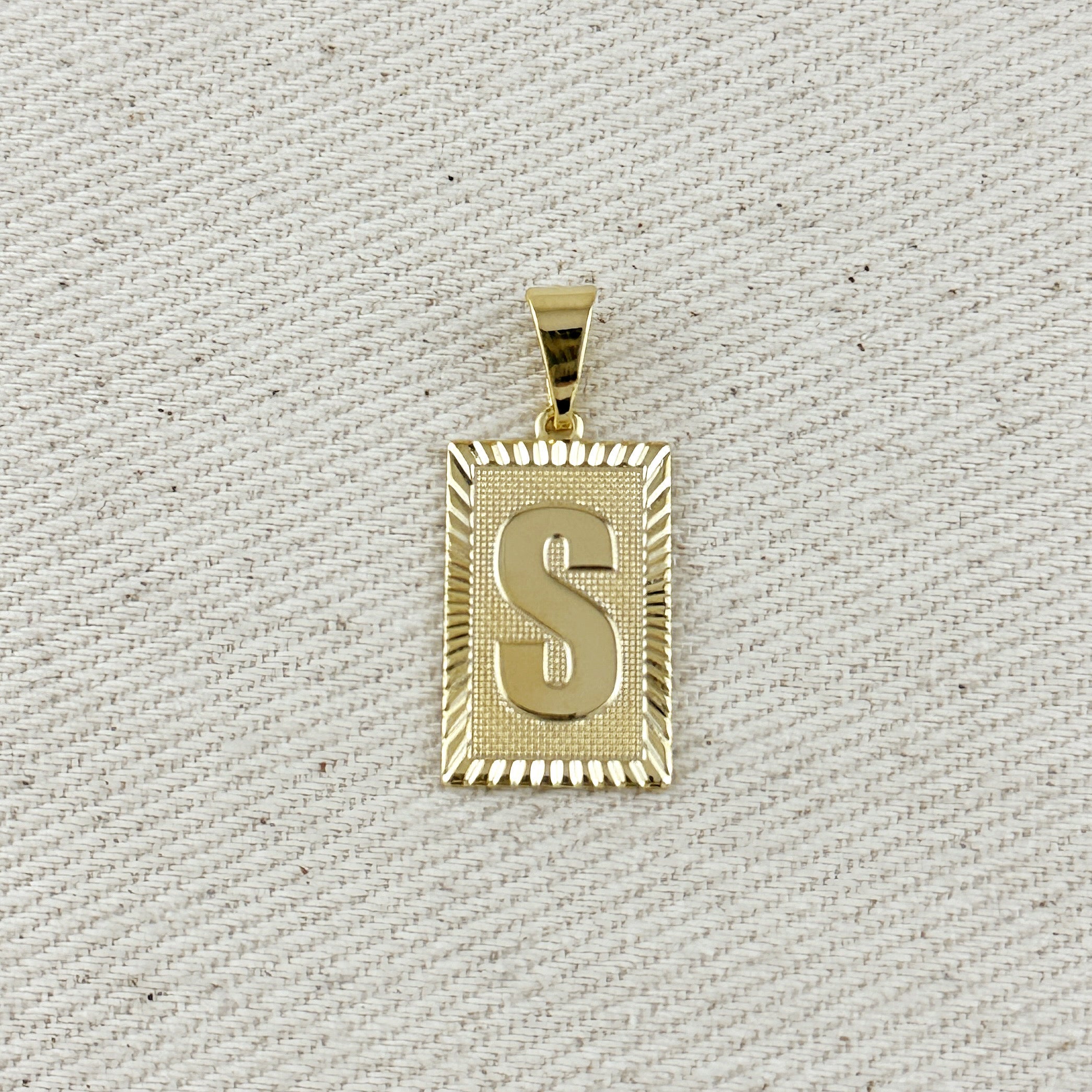 Pendant 18k Gold Filled Vintage Diamond Cut Initial Plate