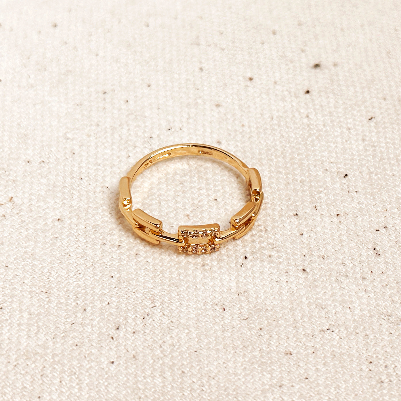 Gold Filled 18k Chain Link CZ Ring