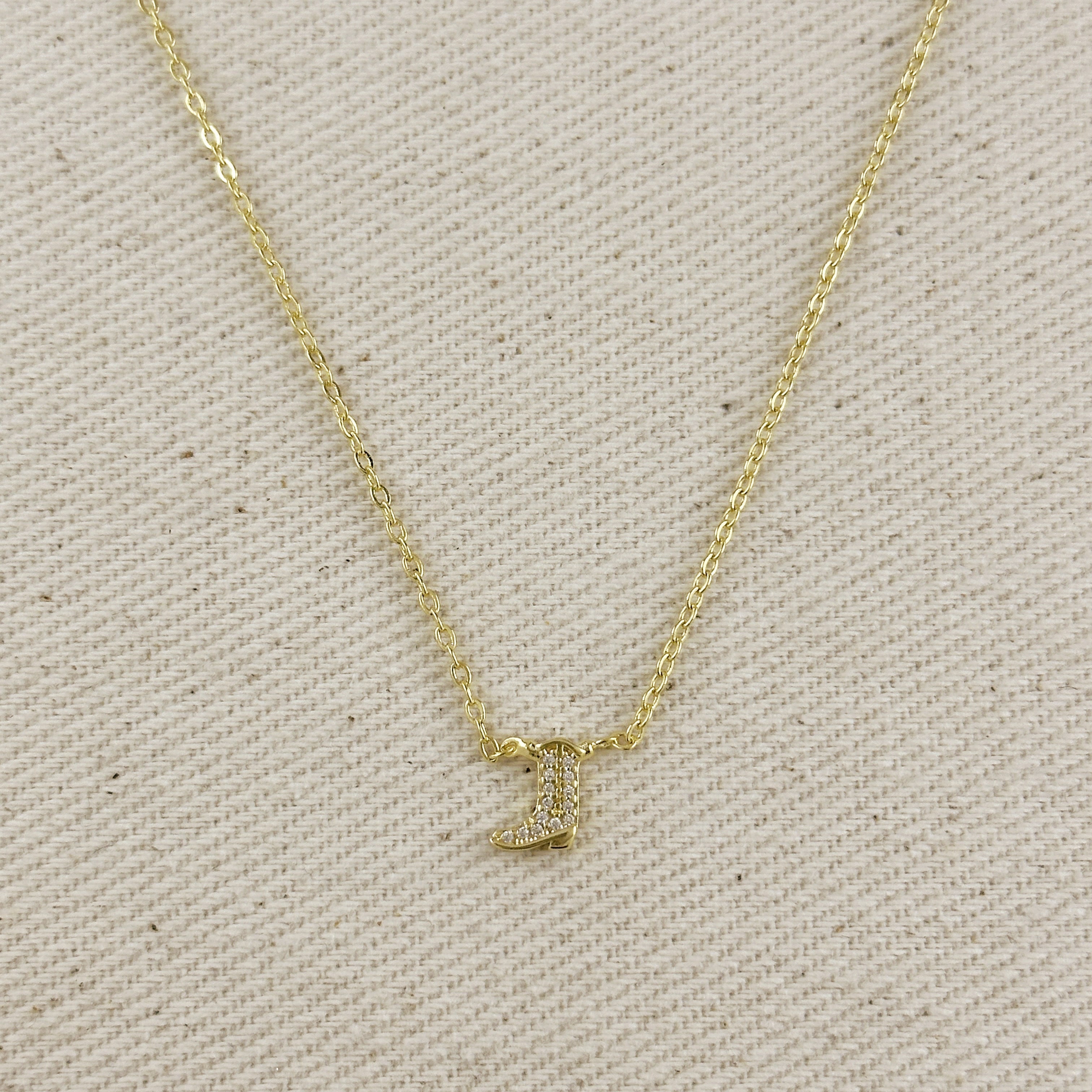 Filled 18k Gold Mini Cowgirl Boot Necklace