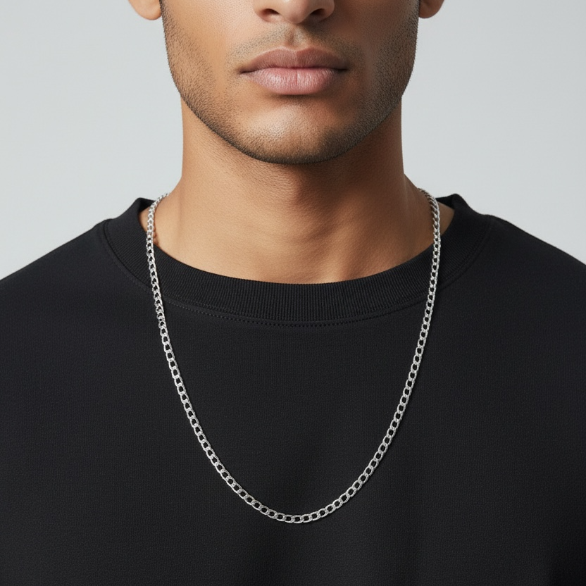 Silver Sterling Curb Chain 4.0mm