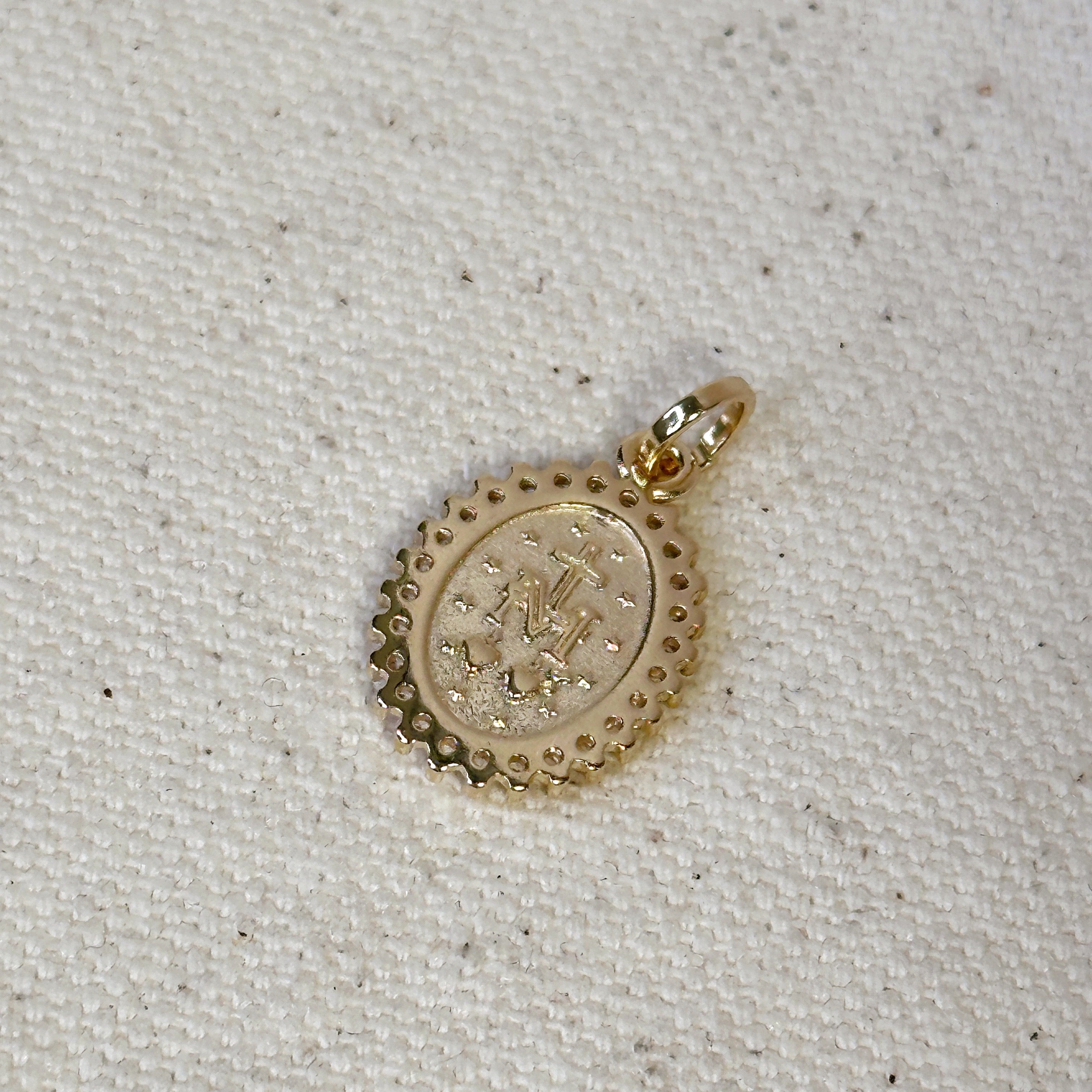 Gold Filled 18k Double Sided CZ Lady of Grace Medal Pendant