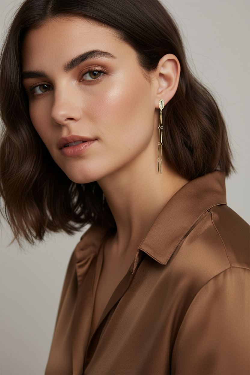 Earrings 18k Gold Filled Double Straw Drop