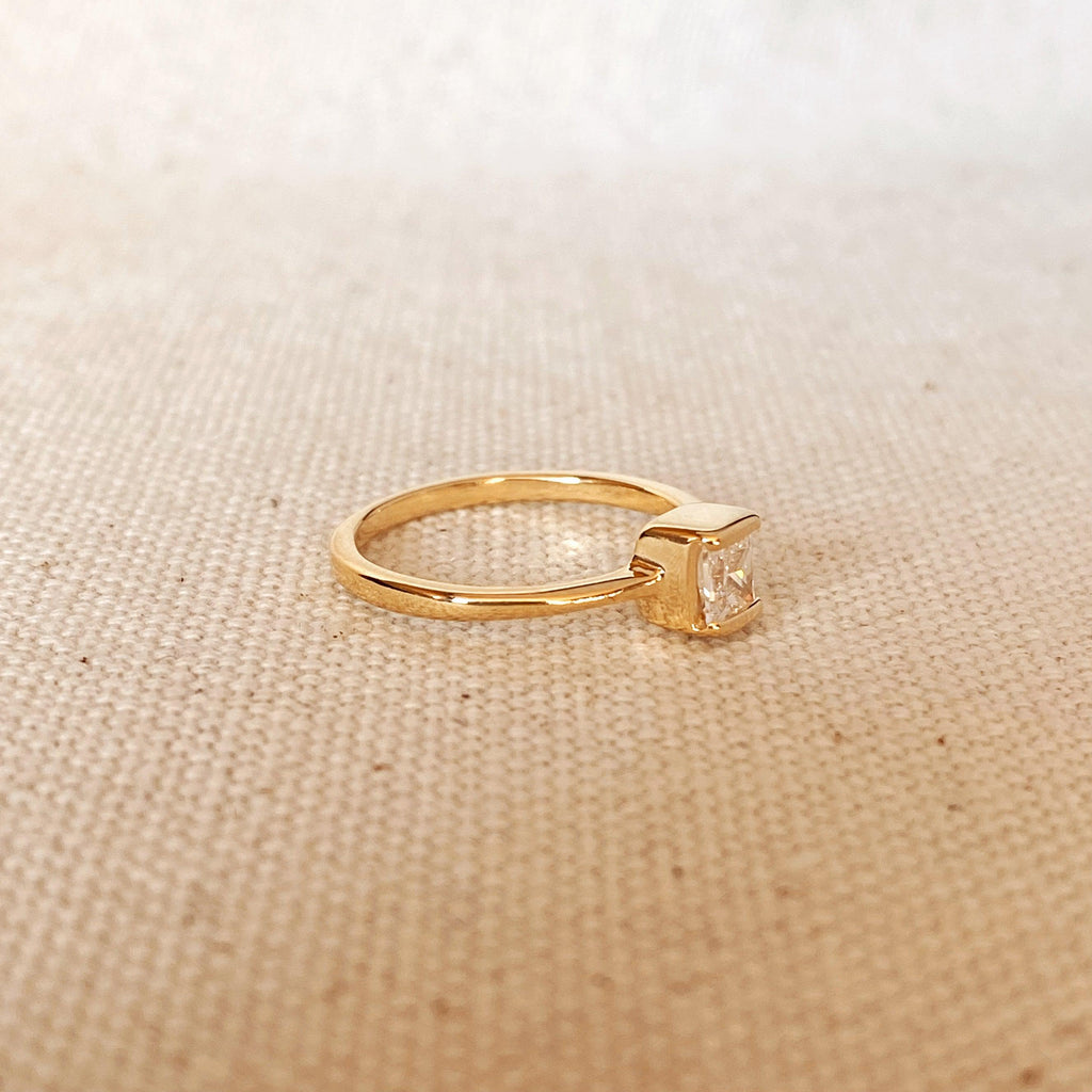 GoldFi Dainty 18k Gold Filled Square Solitaire Ring