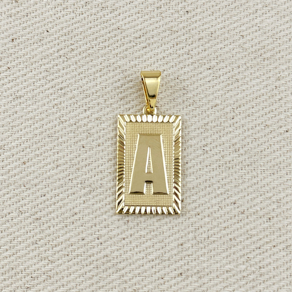Pendant 18k Gold Filled Vintage Diamond Cut Initial Plate