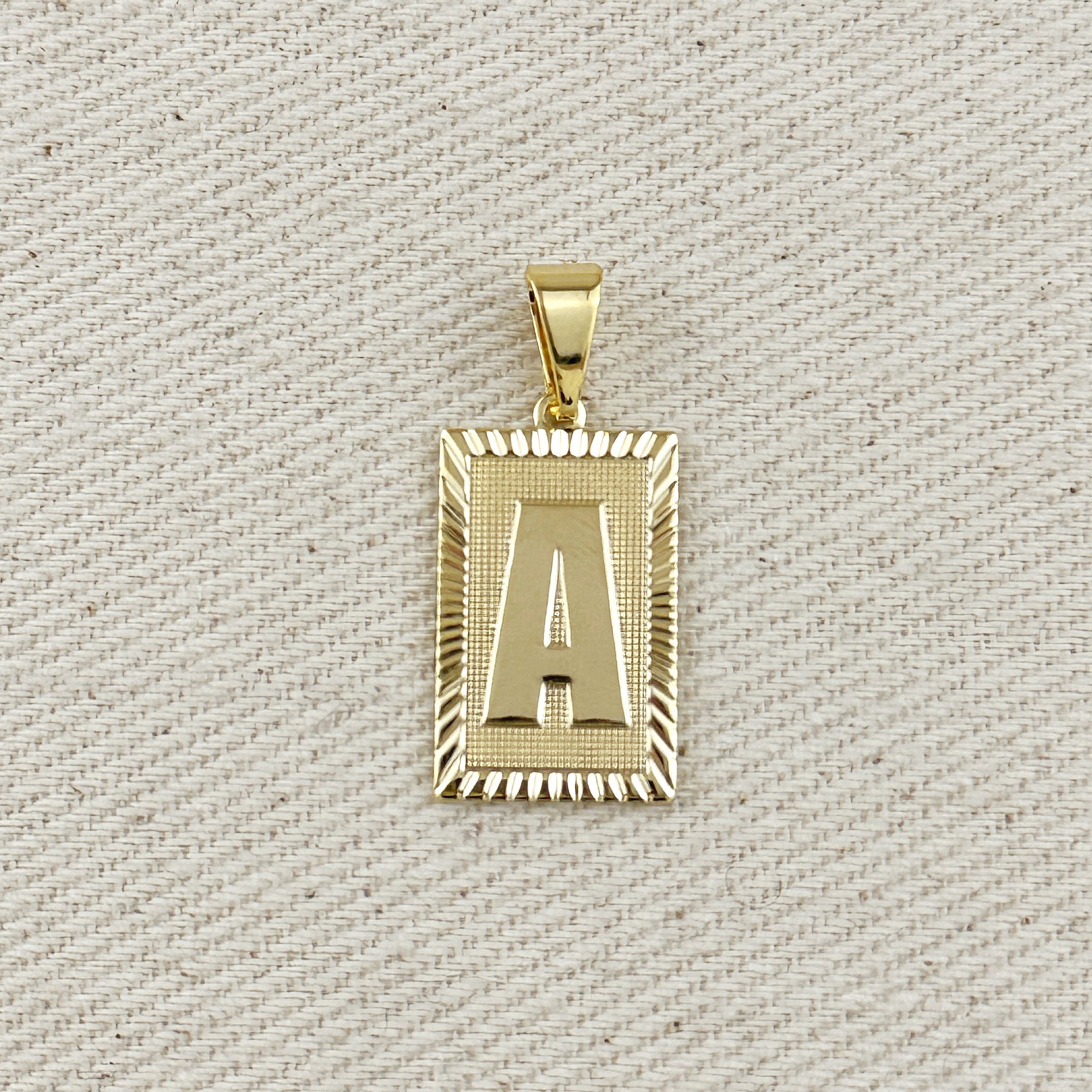 Pendant 18k Gold Filled Vintage Diamond Cut Initial Plate
