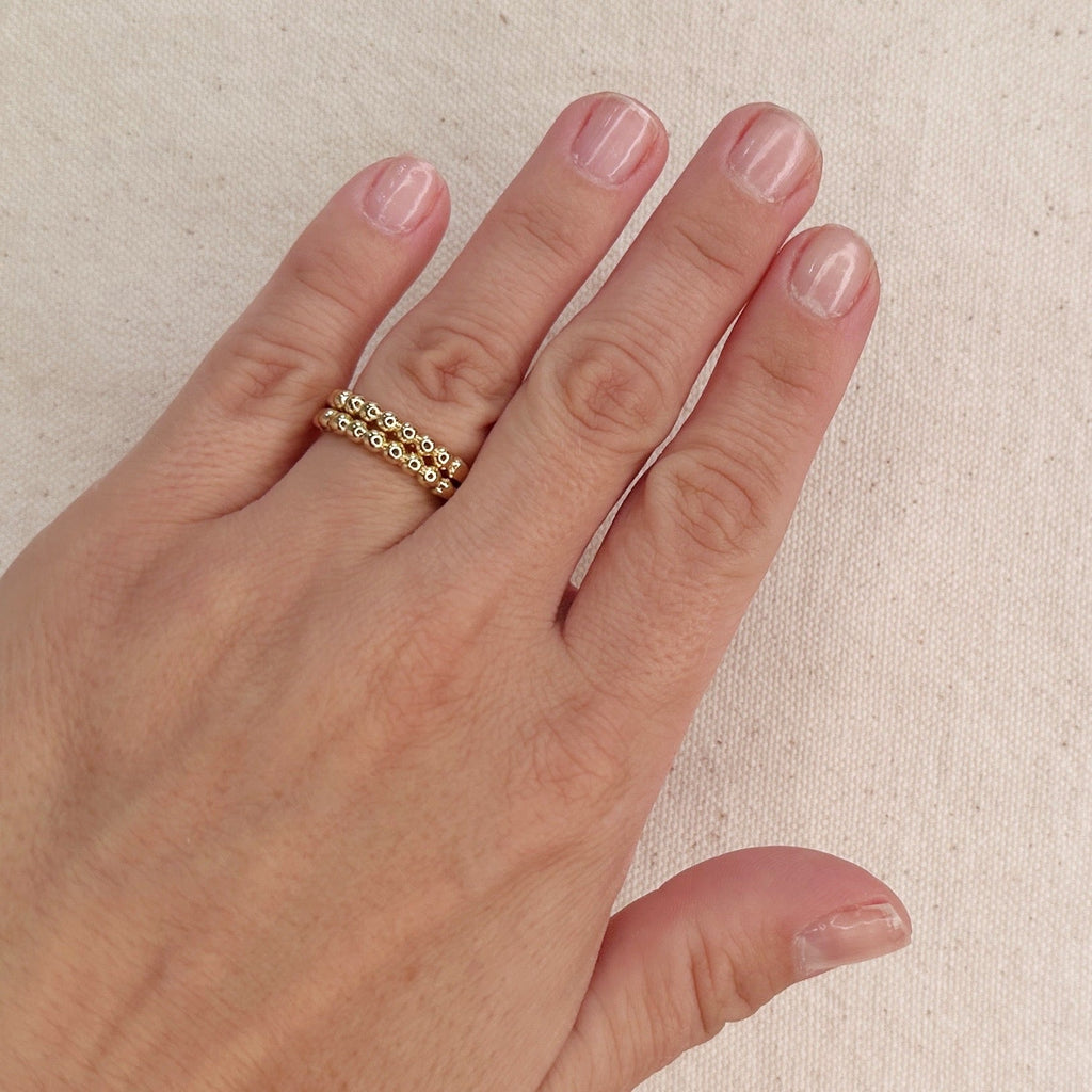 Double Beaded Band Ring 18k Gold Filled