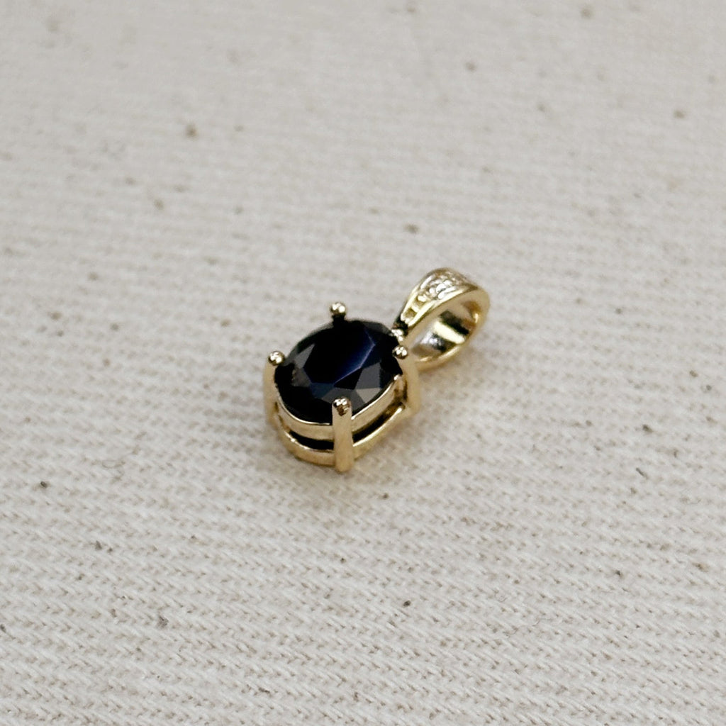 Gold Filled 18k Oval Black Cubic Zirconia Charm