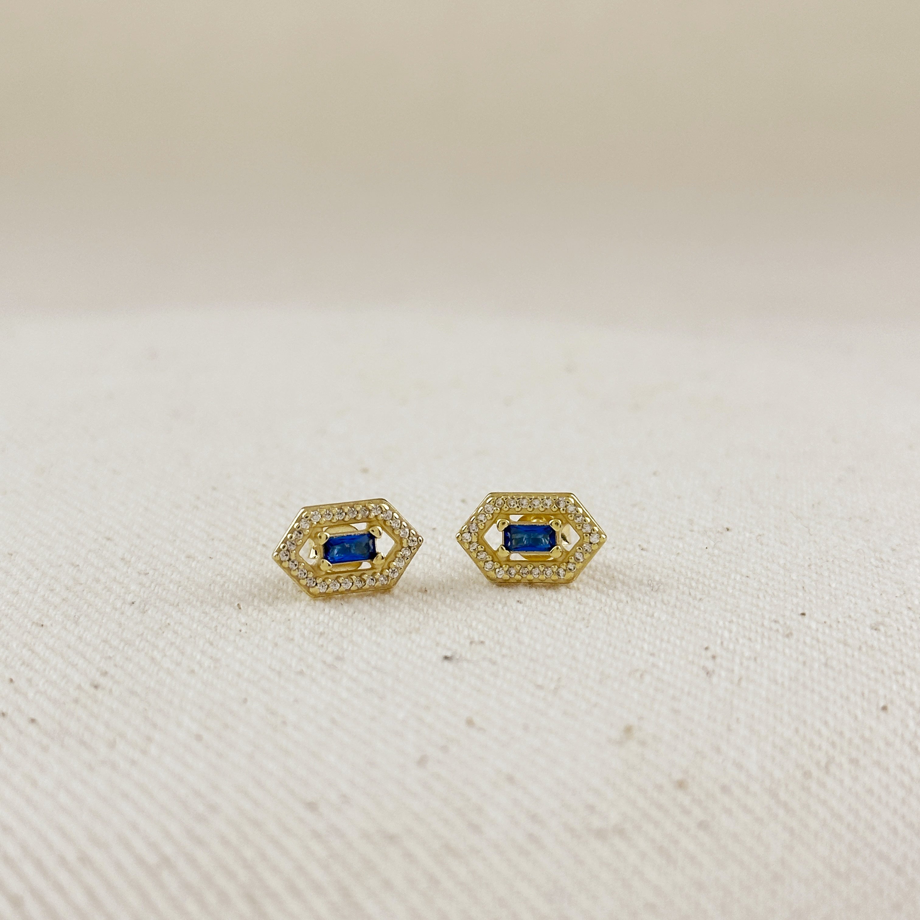 Birthstone Baguette Stud Earrings in 18K Gold Vermeil – Dainty Personalized Gift