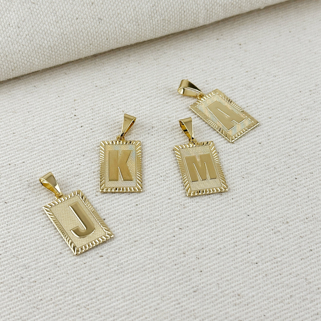 Pendant 18k Gold Filled Vintage Diamond Cut Initial Plate