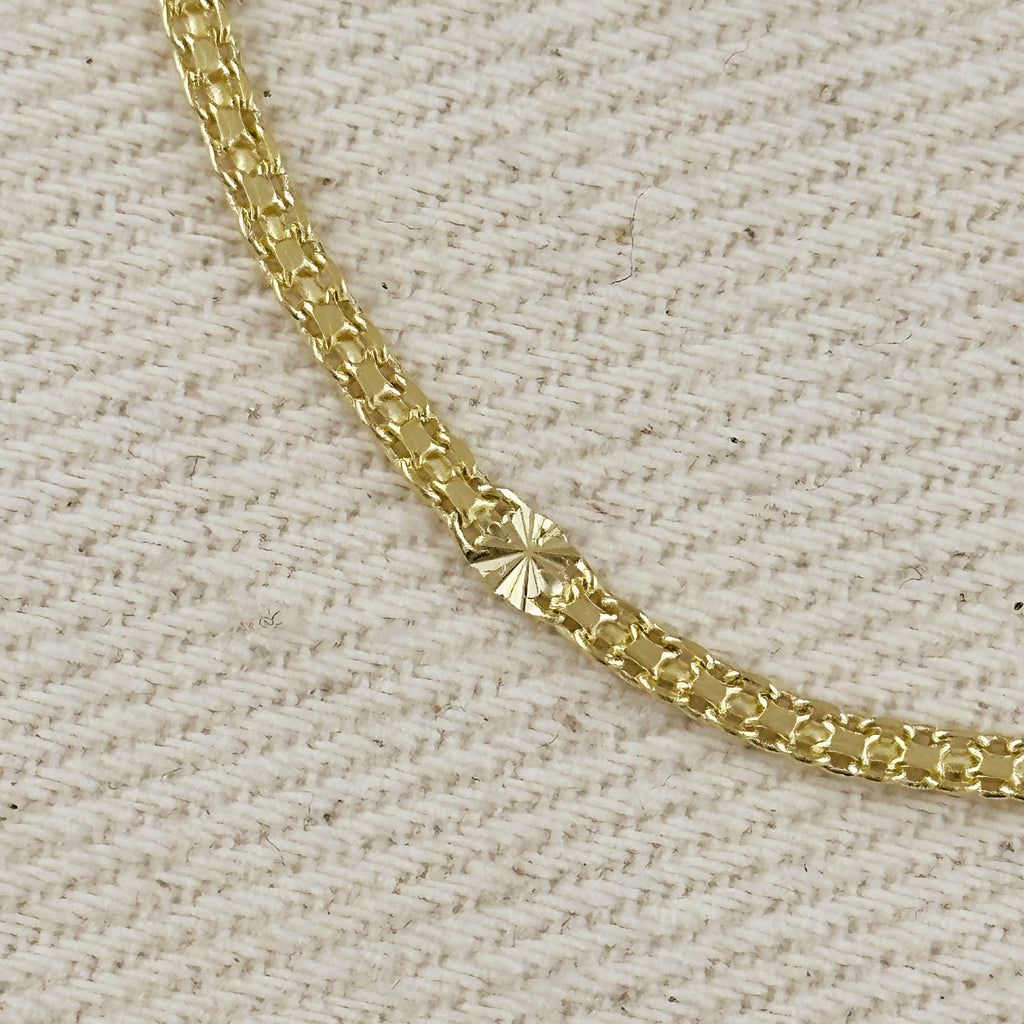 Gold Filled 2.5mm 18k Mesh Chain with Diamond Cut Pressed Detail Necklace