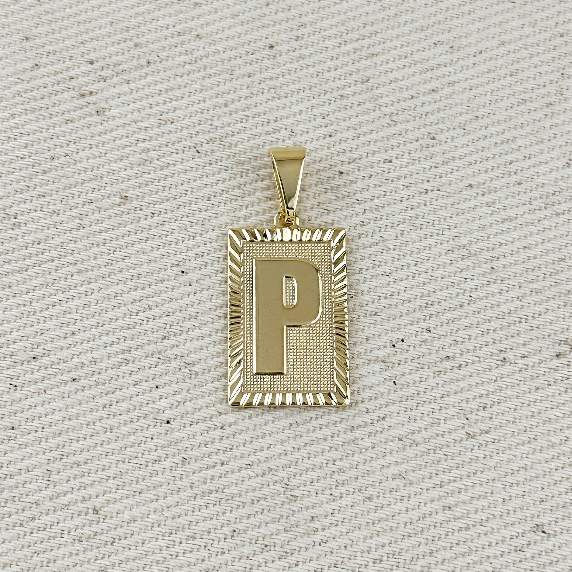 Pendant 18k Gold Filled Vintage Diamond Cut Initial Plate