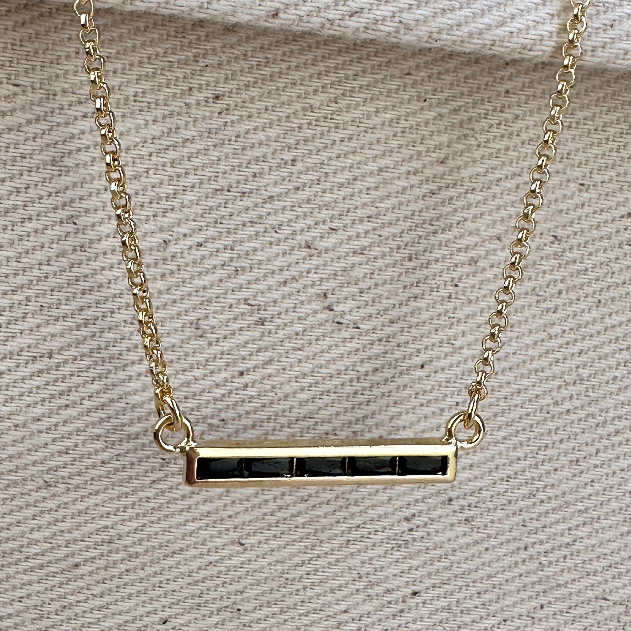 Gold Filled 18k CZ Bar Necklace