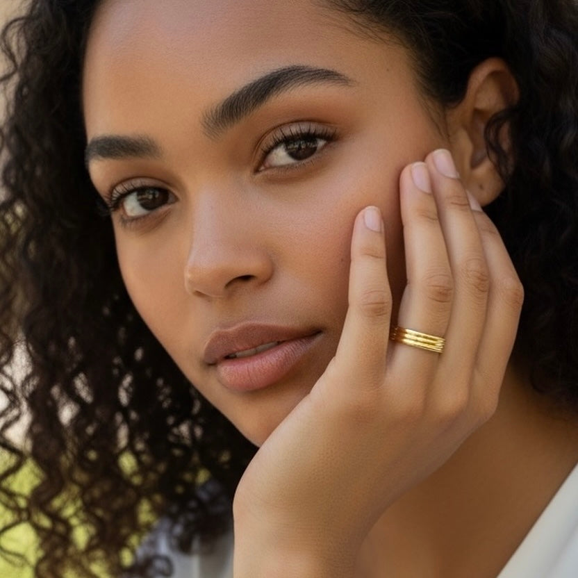 Gold Filled 18k Triple Groove Band Ring