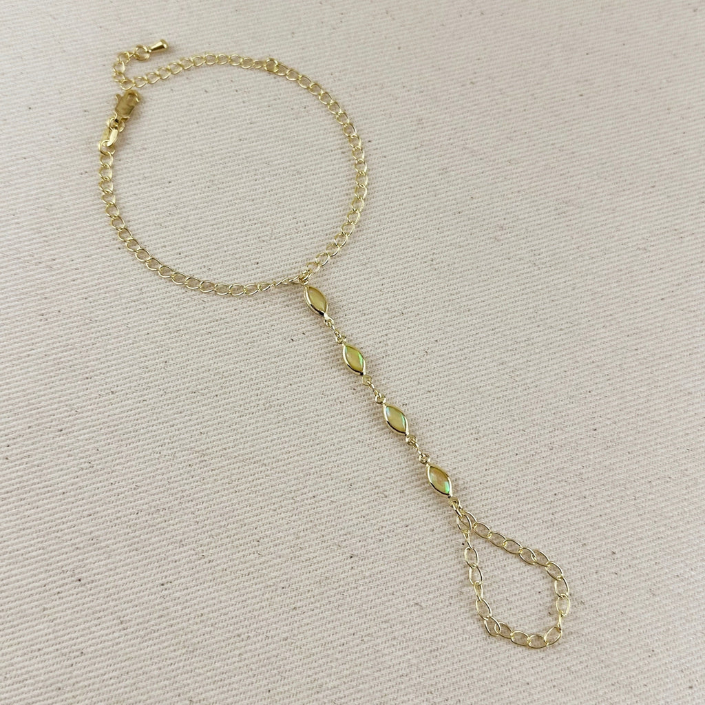 Hand Chain 18k Gold Filled Ellipse Opal