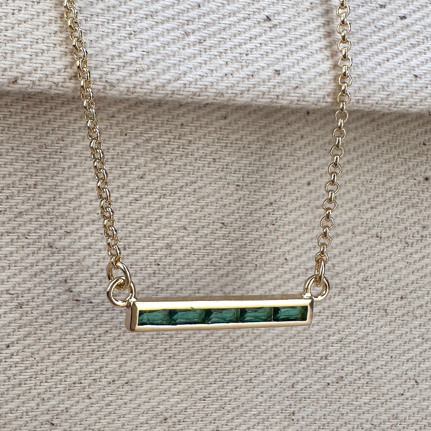 Gold Filled 18k CZ Bar Necklace