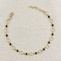 Anklet 18k Gold Filled Black Bezel CZ & Circles