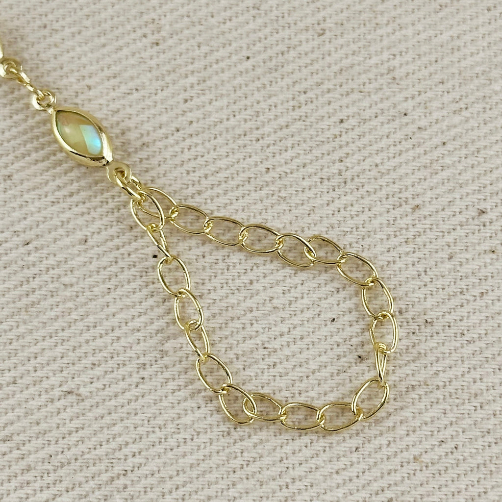Hand Chain 18k Gold Filled Ellipse Opal
