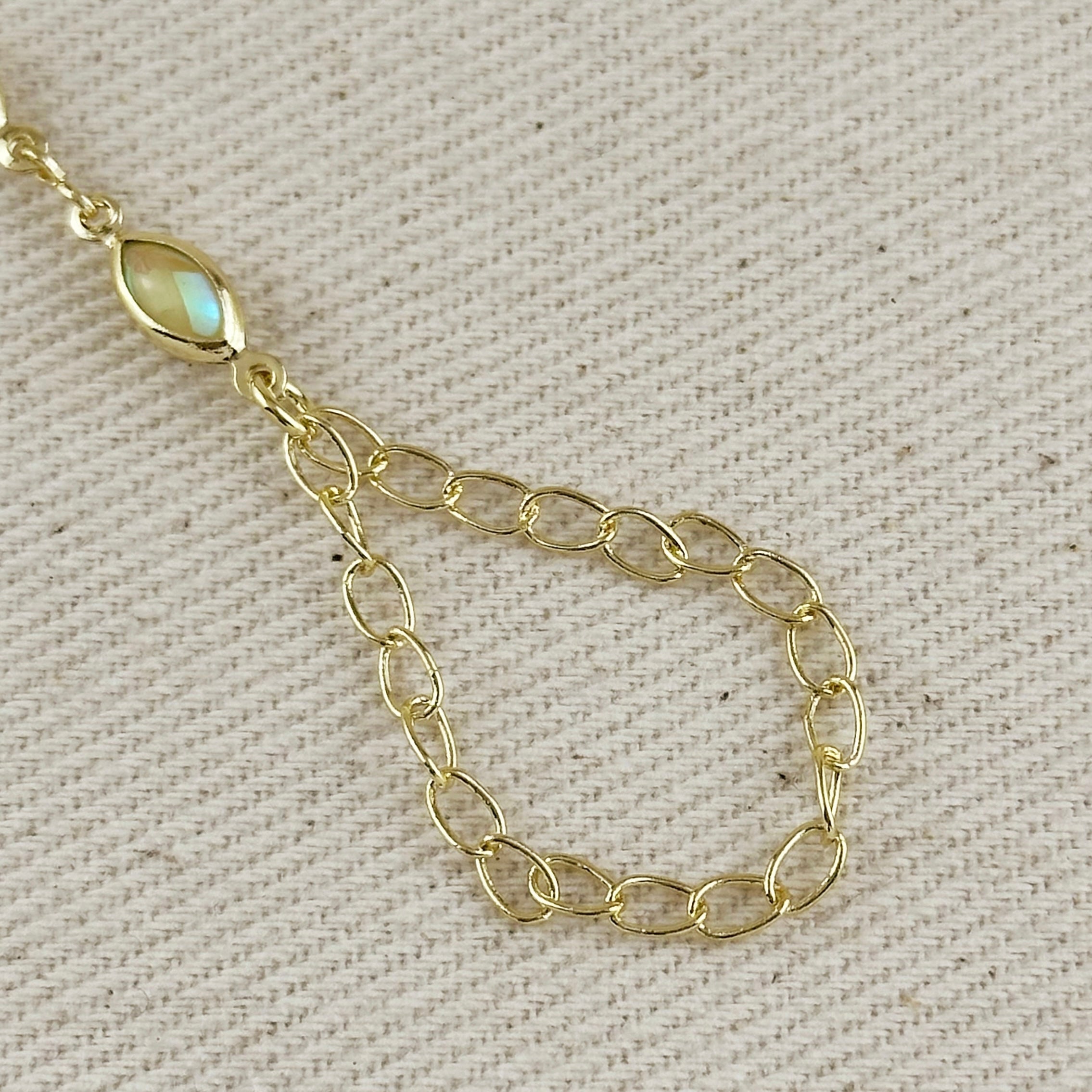 Hand Chain 18k Gold Filled Ellipse Opal