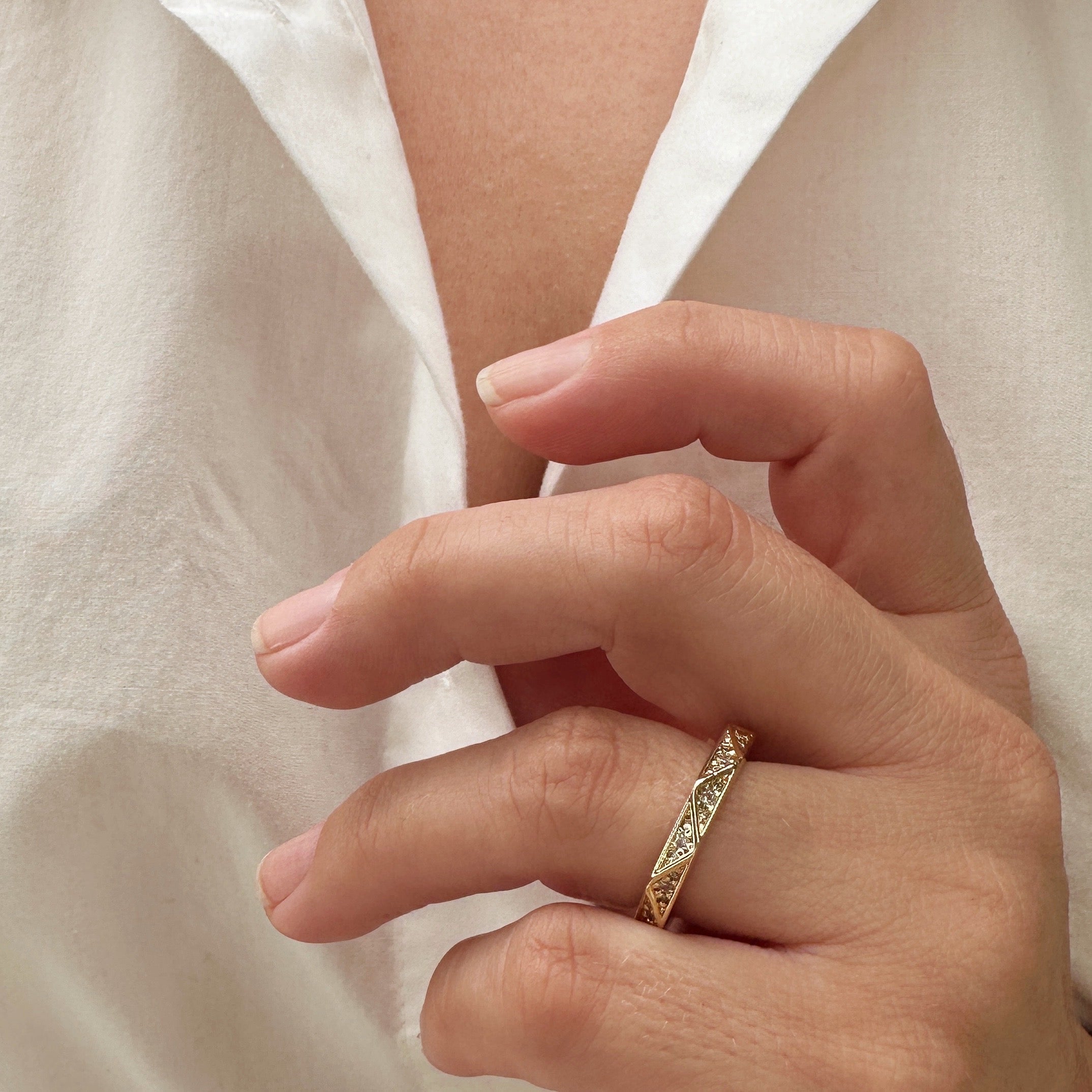 Ring With CZ Stones Faceted