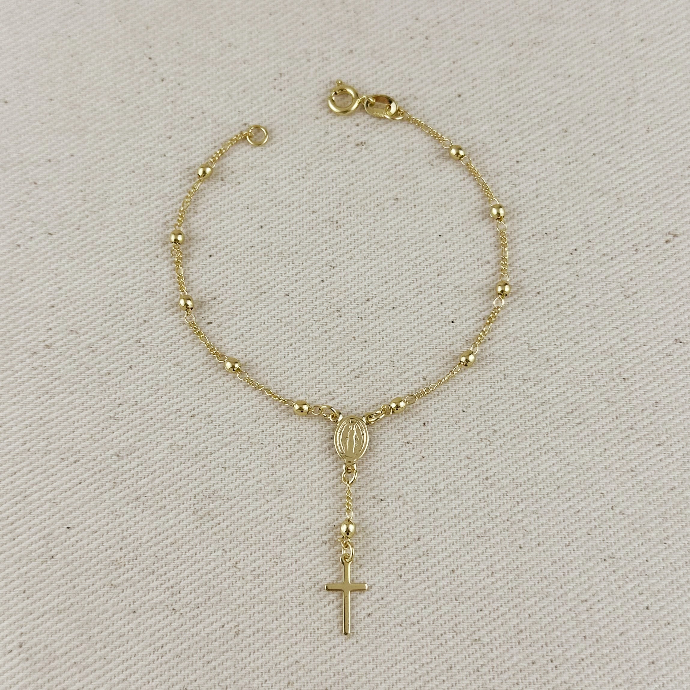Gold Filled 18k Figaro Rosary Bracelet