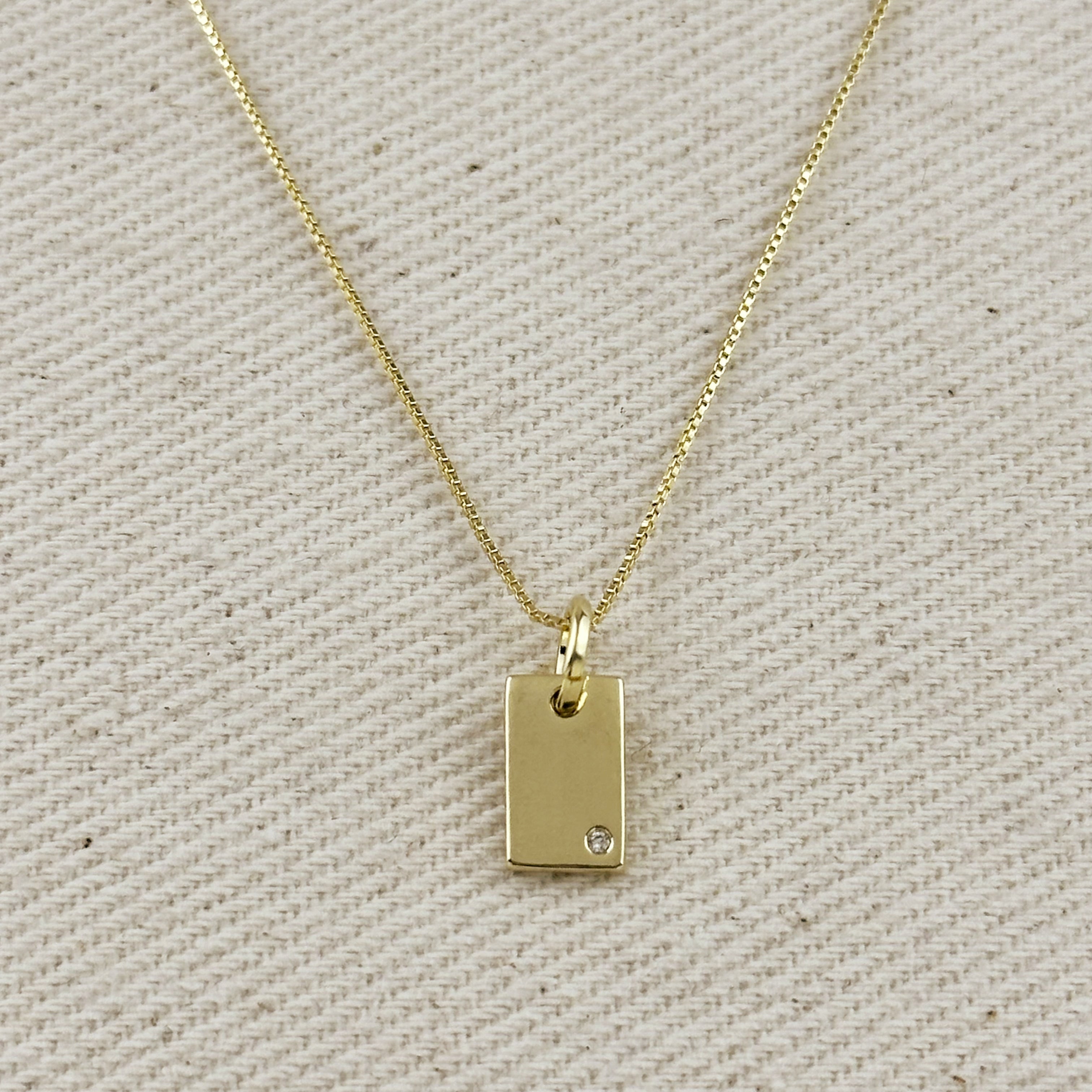 Gold Filled 18k Solitaire CZ Plate Necklace