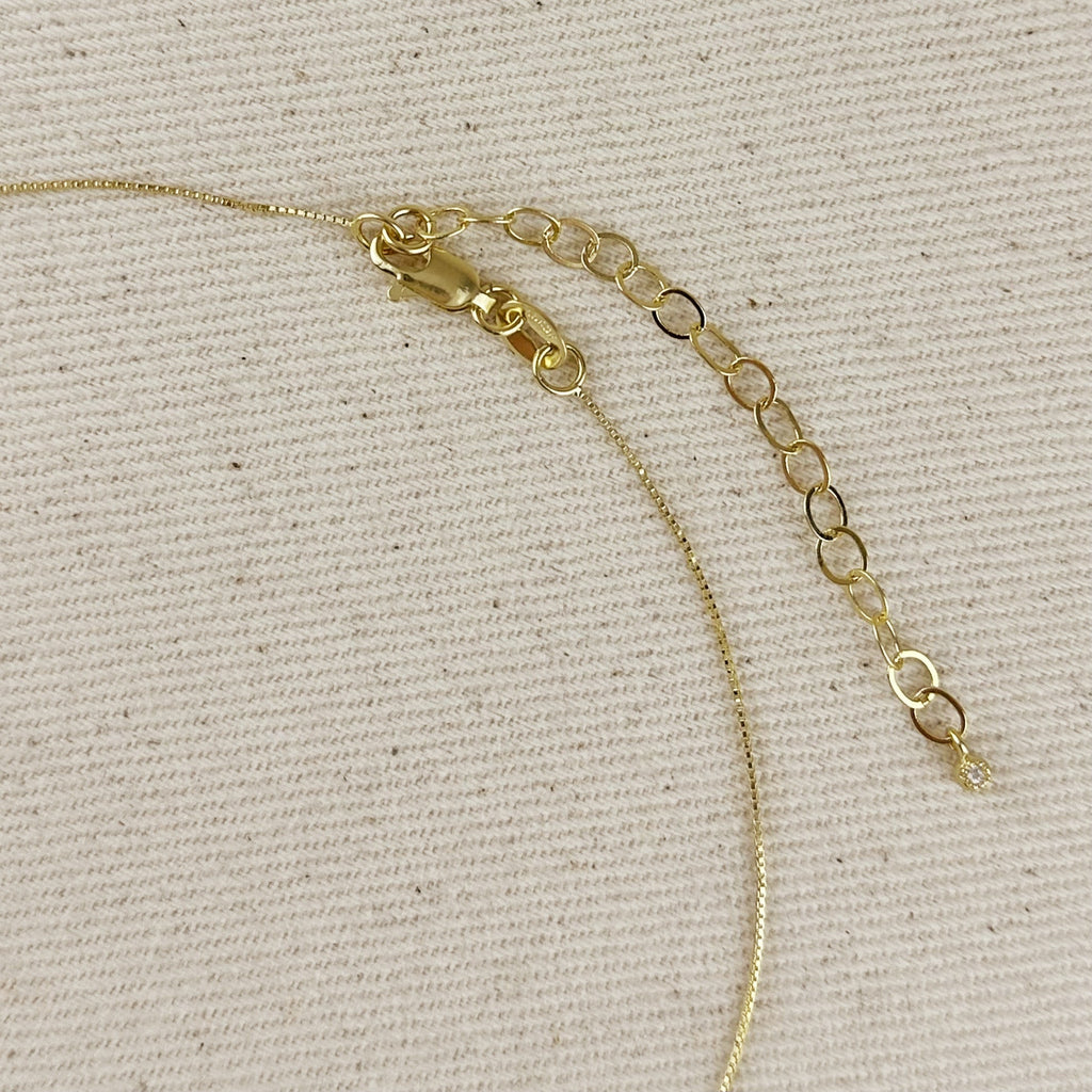 Gold Filled 18k Solitaire CZ Plate Necklace