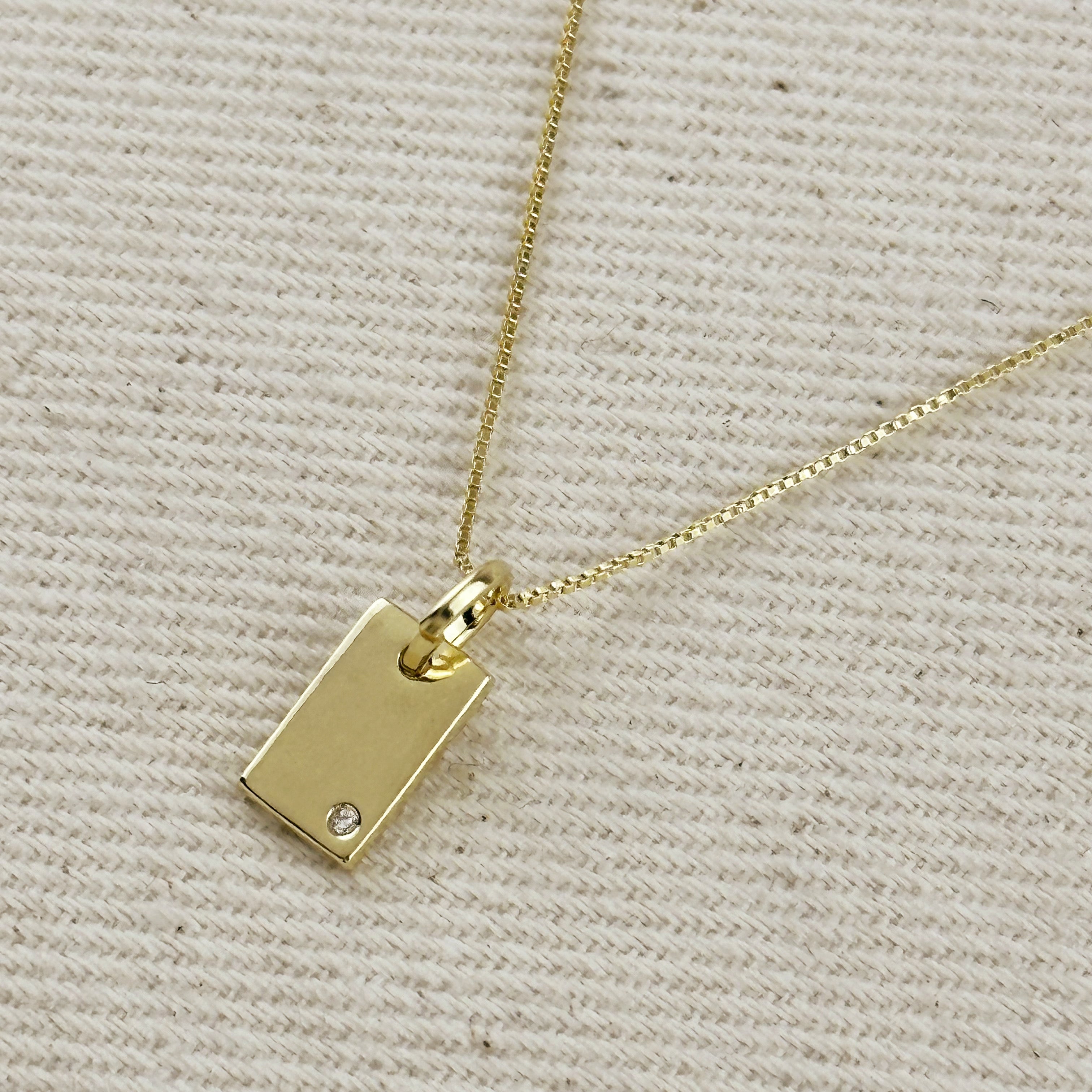 Gold Filled 18k Solitaire CZ Plate Necklace