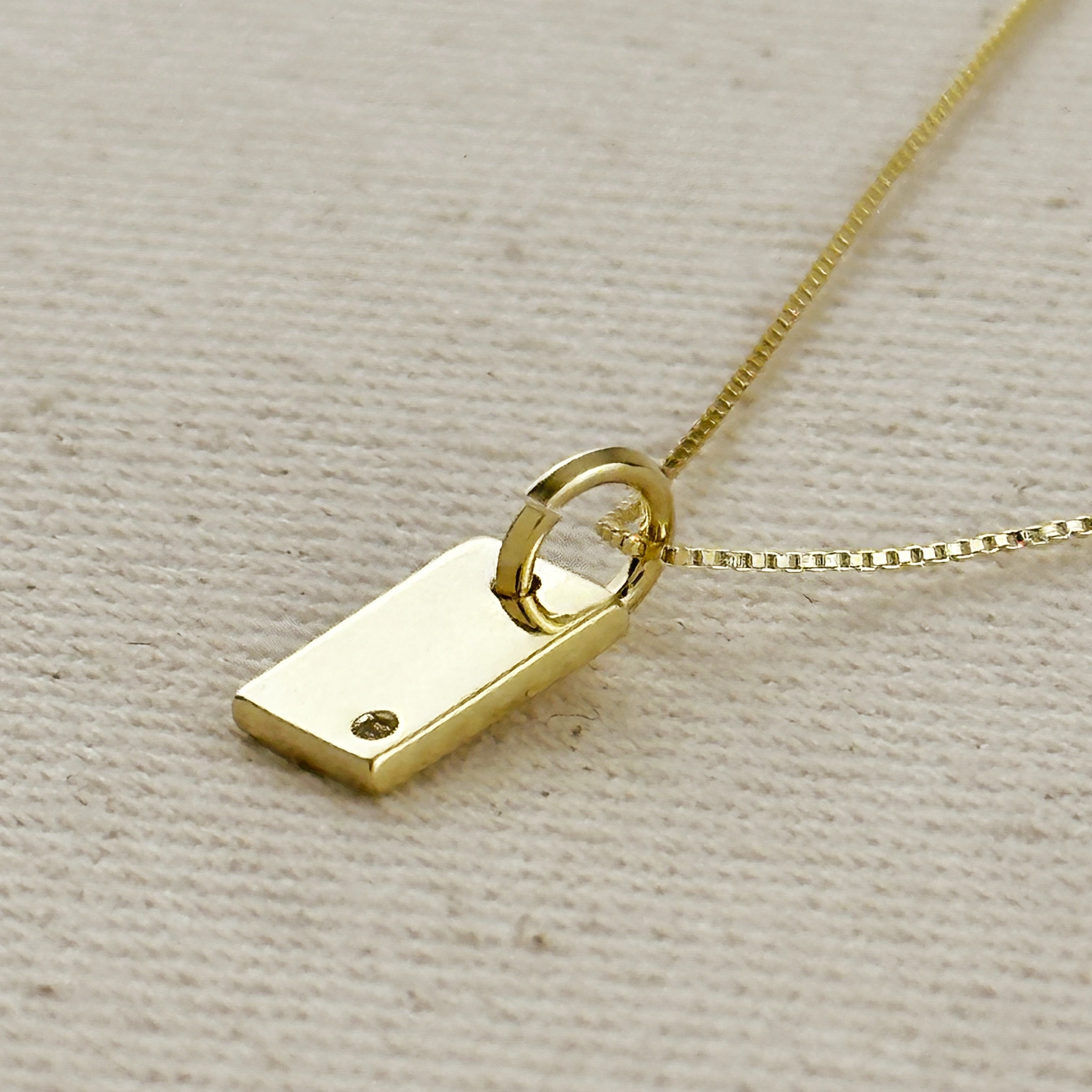 Gold Filled 18k Solitaire CZ Plate Necklace