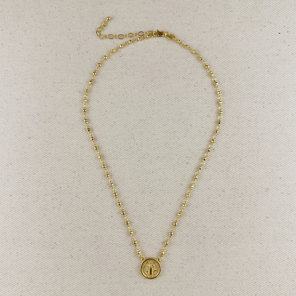 Necklace 18k Gold Filled Beaded Saint Benedict