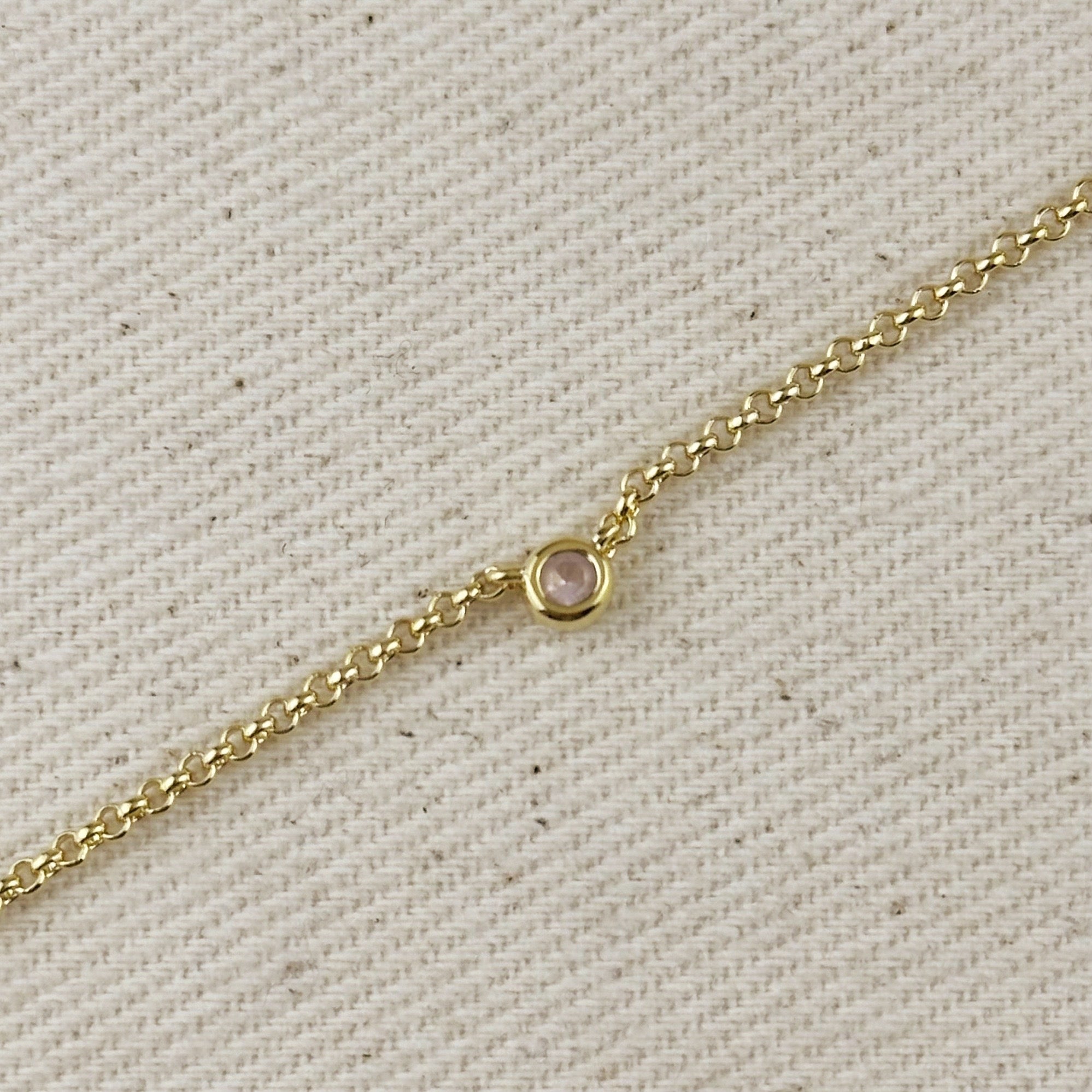 Necklace 18k Gold Filled Dainty Bezel CZ Birthstone