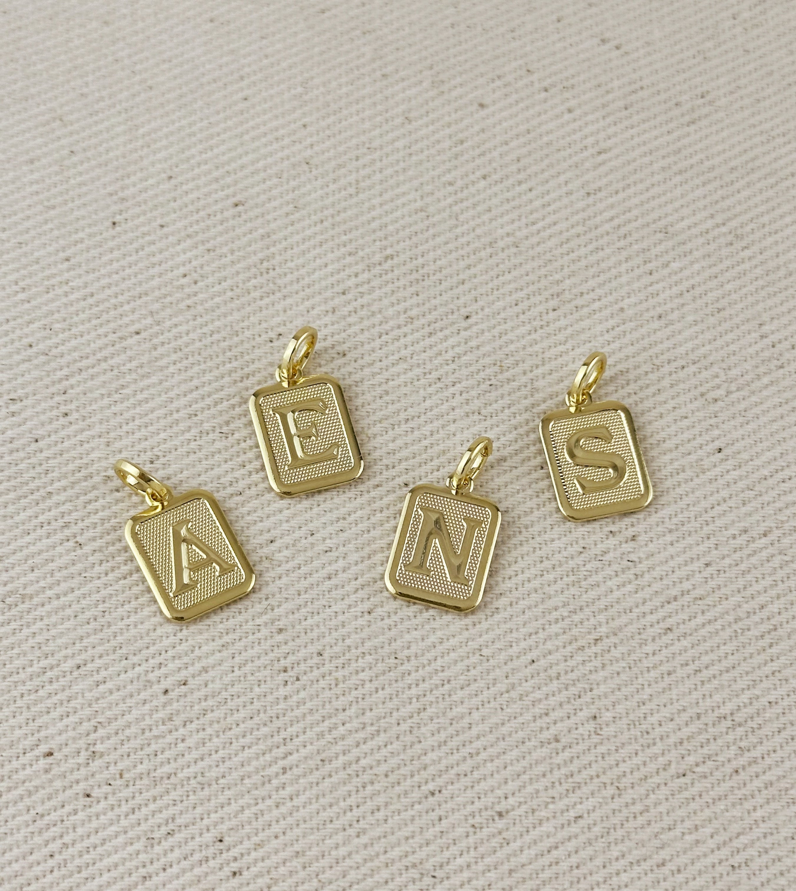 Initial Plate Pendant Textured