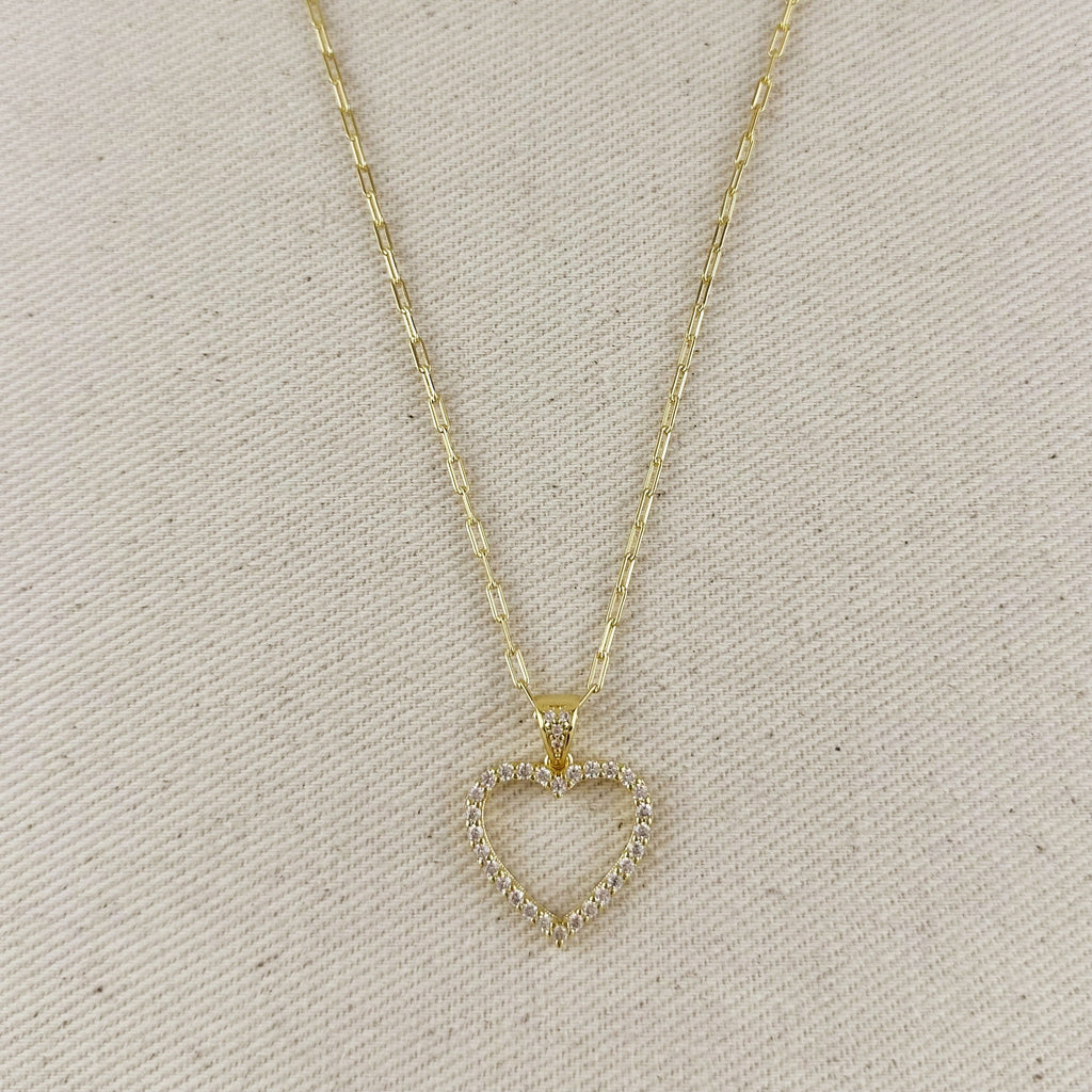 Gold filled 18k Stoned Heart Necklace