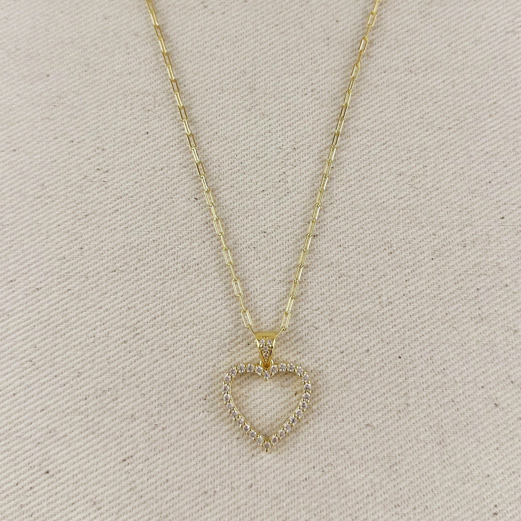 Gold filled 18k Stoned Heart Necklace