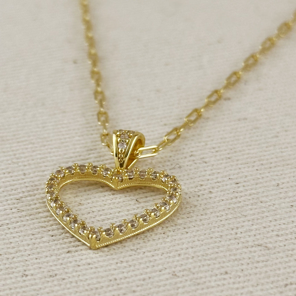 Gold filled 18k Stoned Heart Necklace