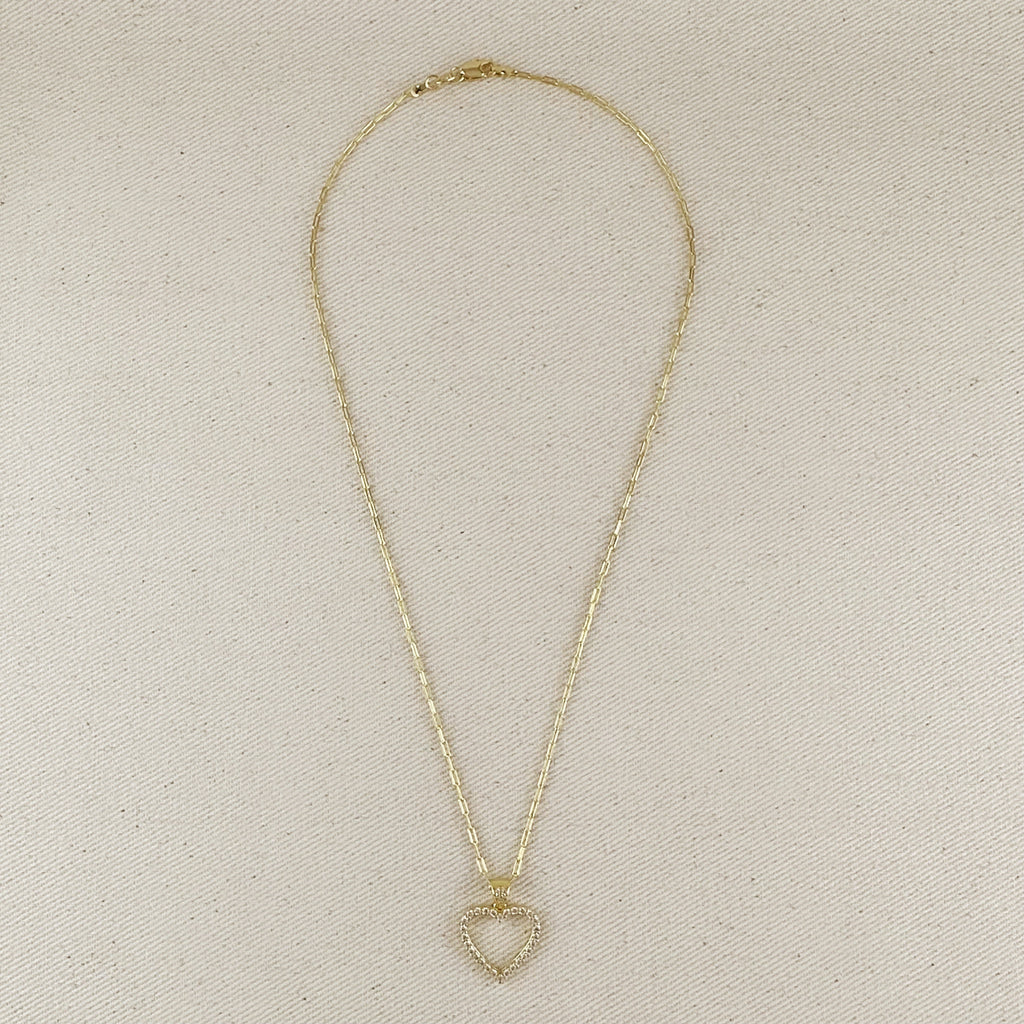Gold filled 18k Stoned Heart Necklace