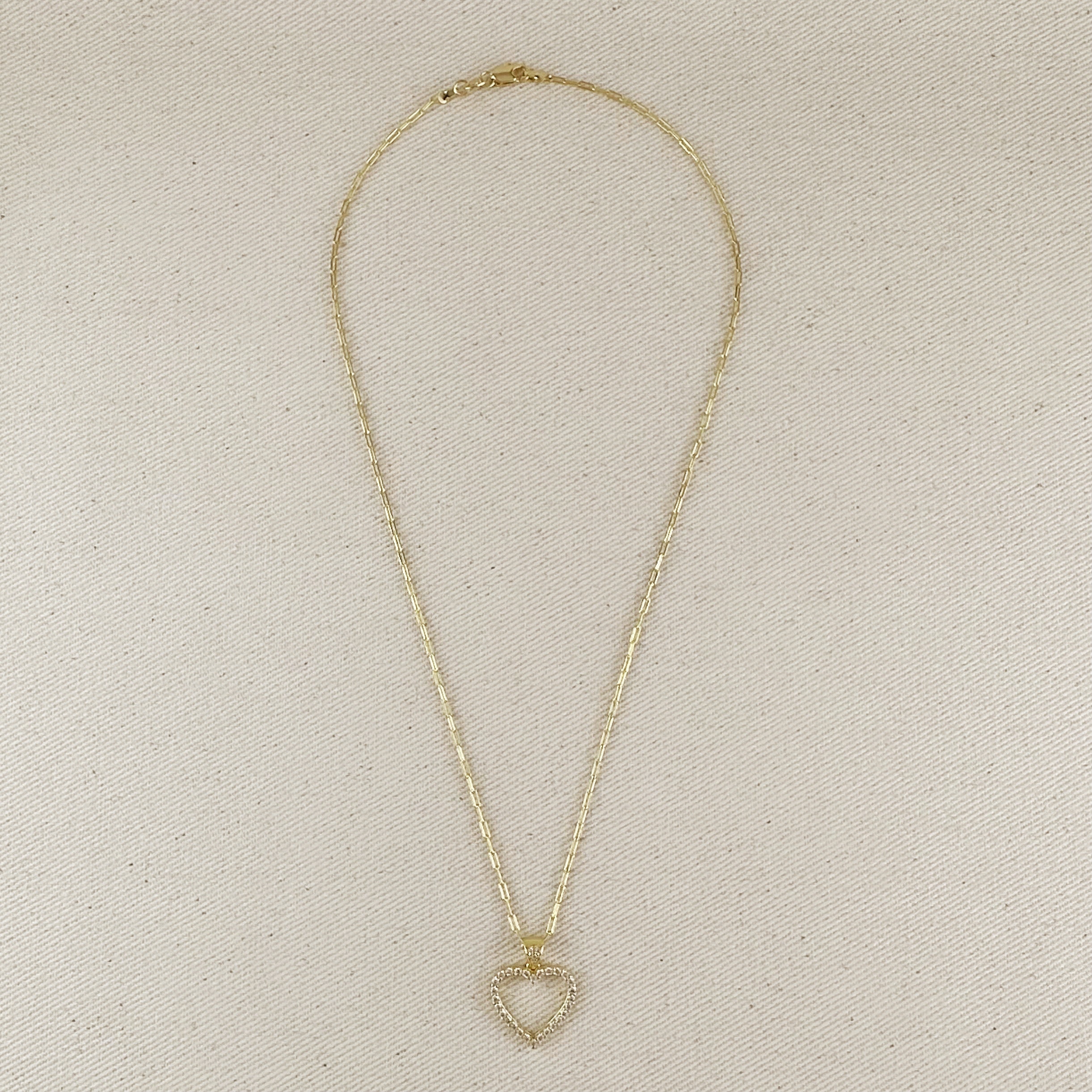 Gold filled 18k Stoned Heart Necklace
