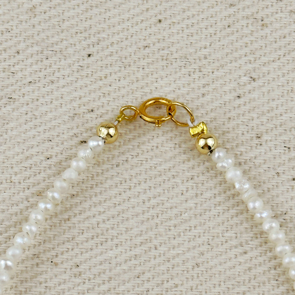 Gold Micro 9k Fresh Water Pearls Anklet
