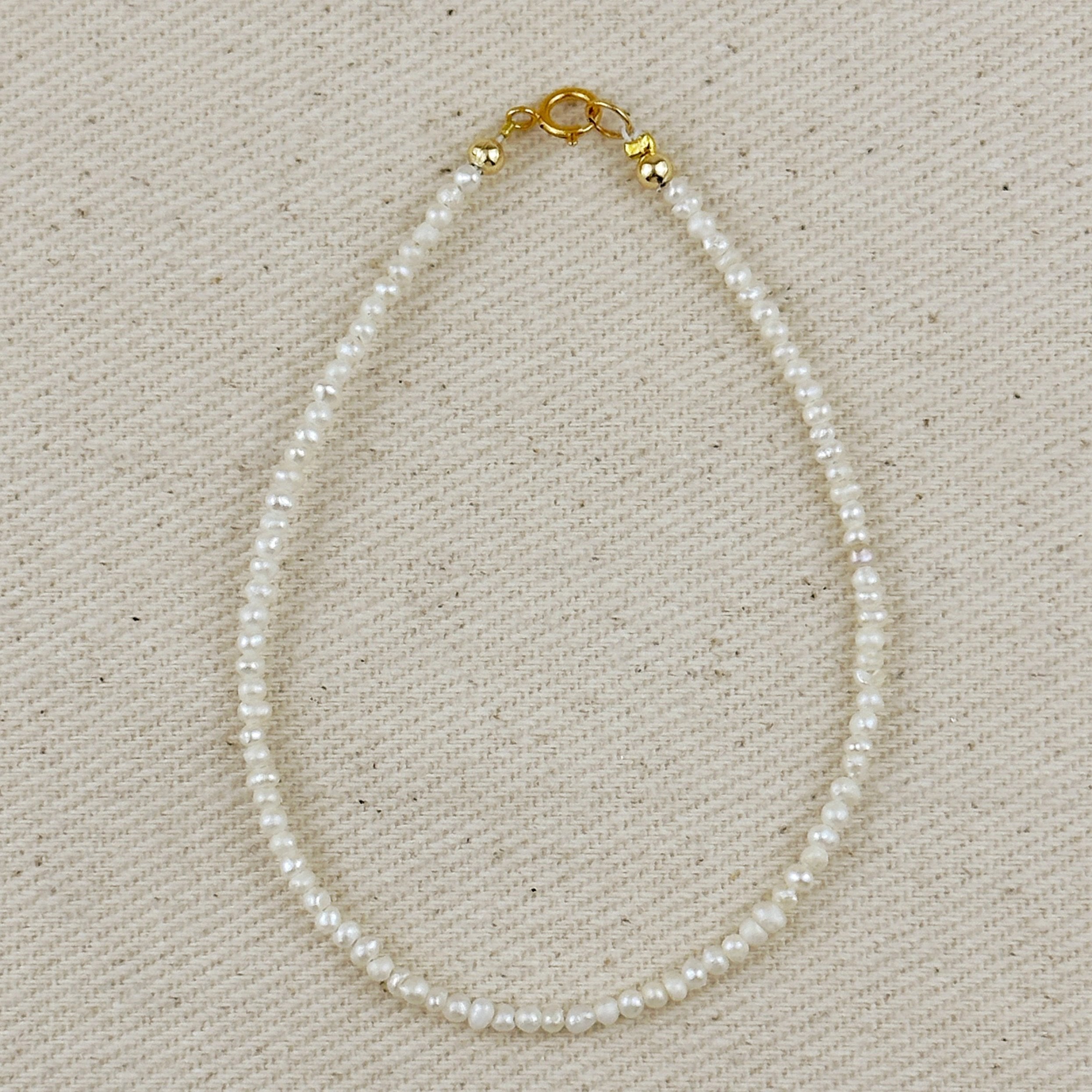 Gold Micro 9k Fresh Water Pearls Anklet