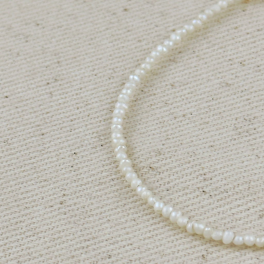 Gold Micro 9k Fresh Water Pearls Anklet