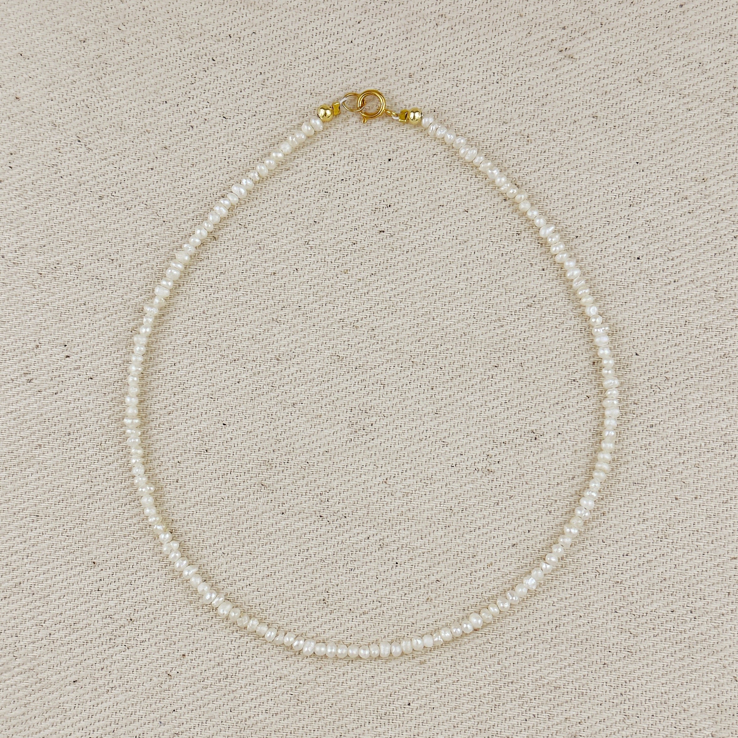 Gold Micro 9k Fresh Water Pearls Anklet