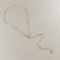 18k Gold Filled Paperclip & Pearls Diamond Cut Lariat Necklace