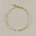 Bracelet 18k Gold Filled Diamond Cut Paperclip & Pearls