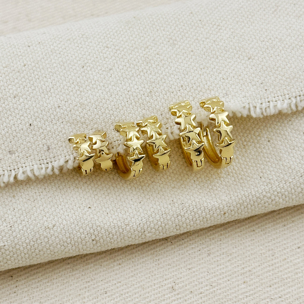 Gold Filled 18k Stars Clicker Hoop Earrings