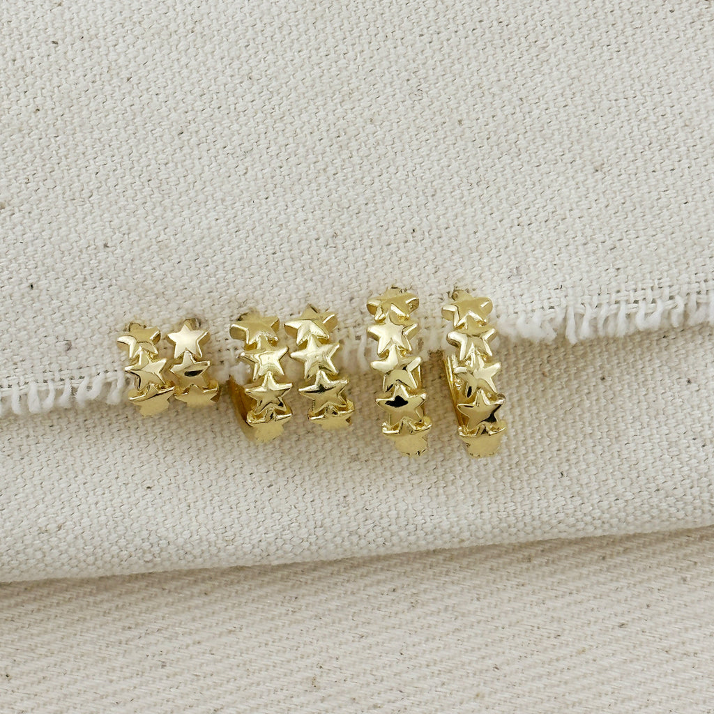 Gold Filled 18k Stars Clicker Hoop Earrings