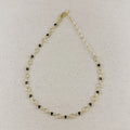 Black Bezel CZ & Circles Choker Necklace 18k Gold Filled