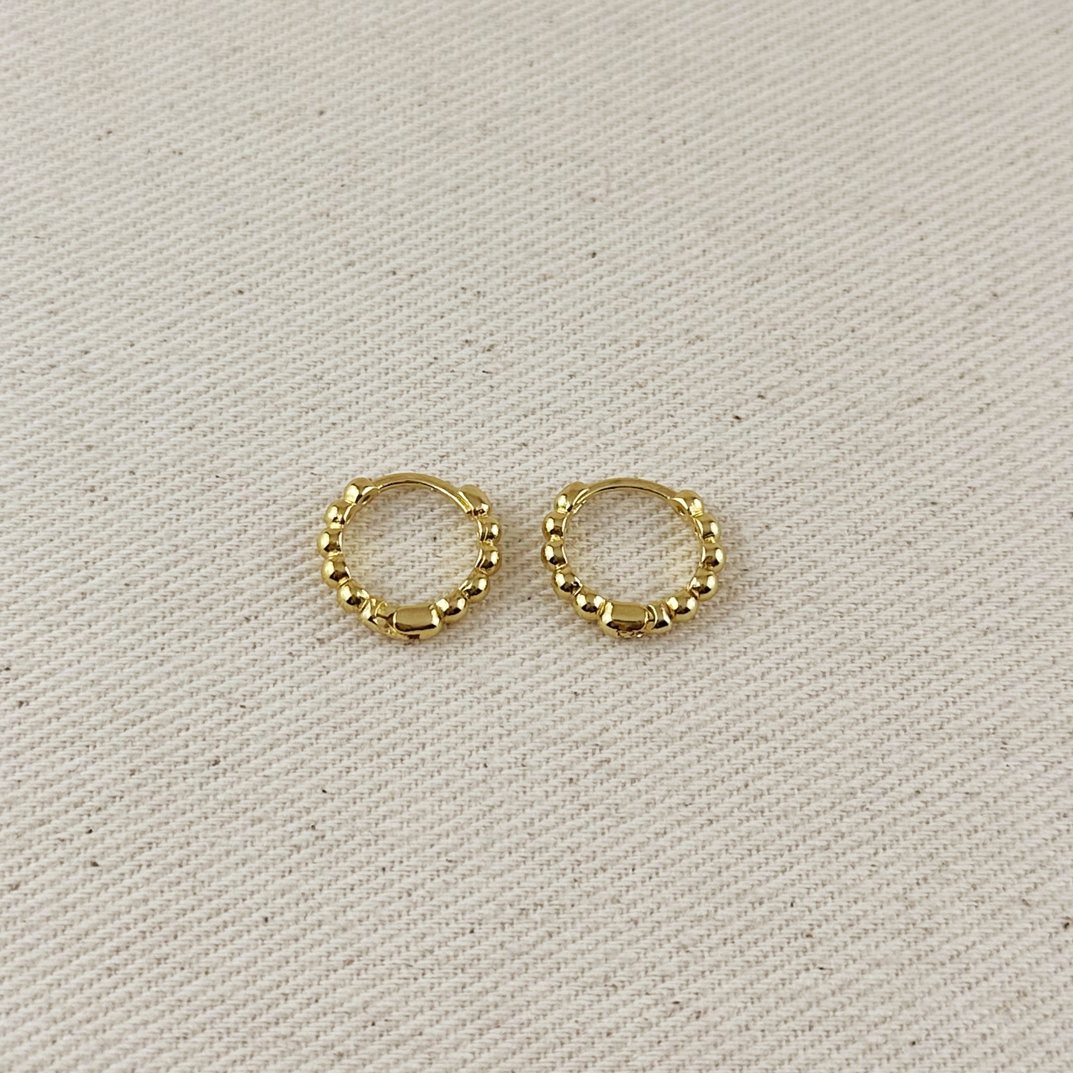 Gold Filled 18k Beaded Clicker Hoop Earrings