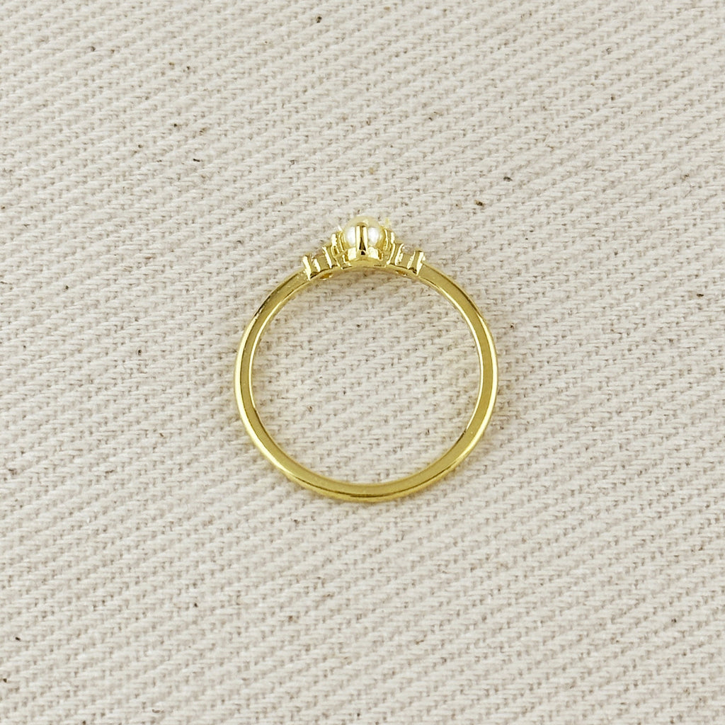 Gold Filled 18k Pearl & Crystal Ring