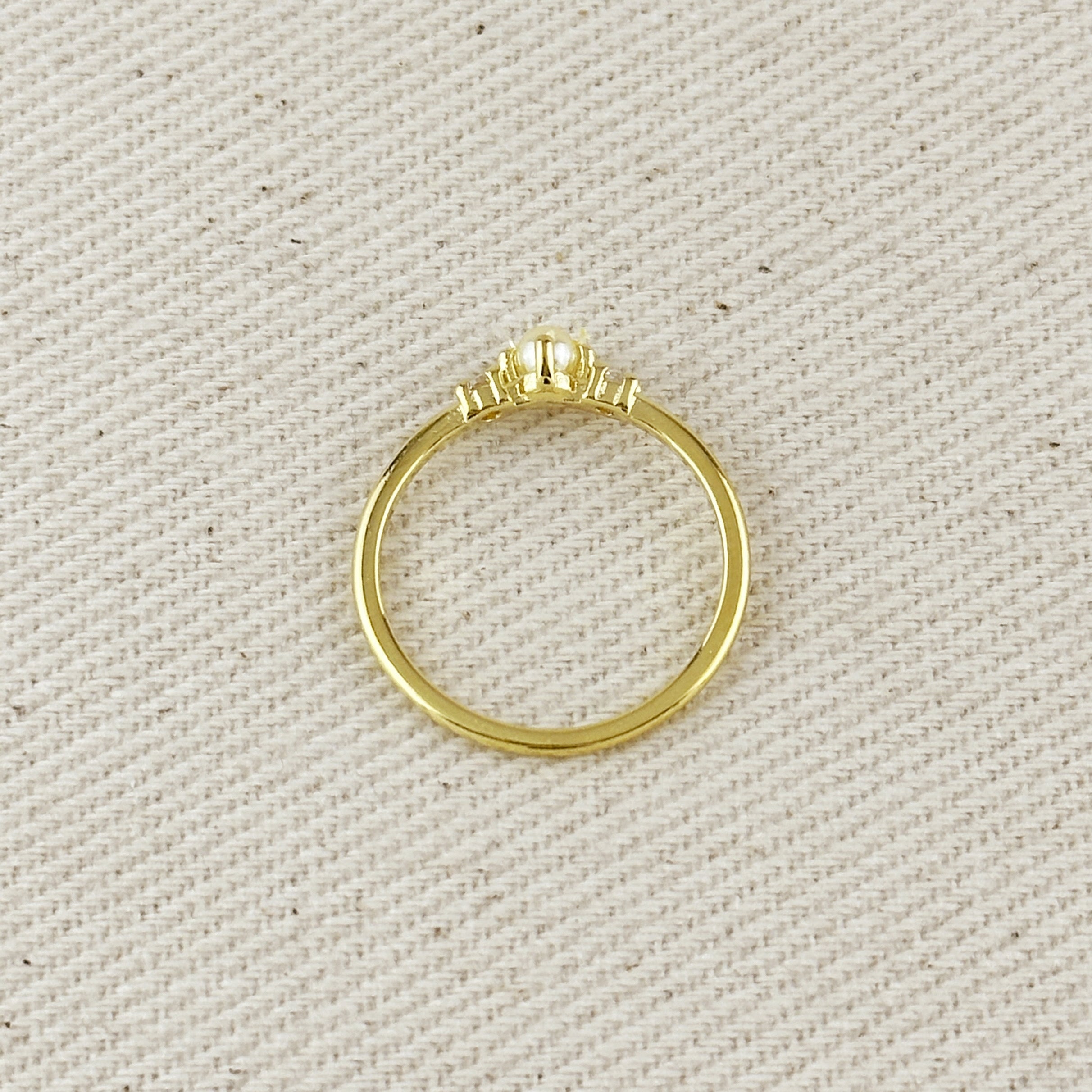 Gold Filled 18k Pearl & Crystal Ring