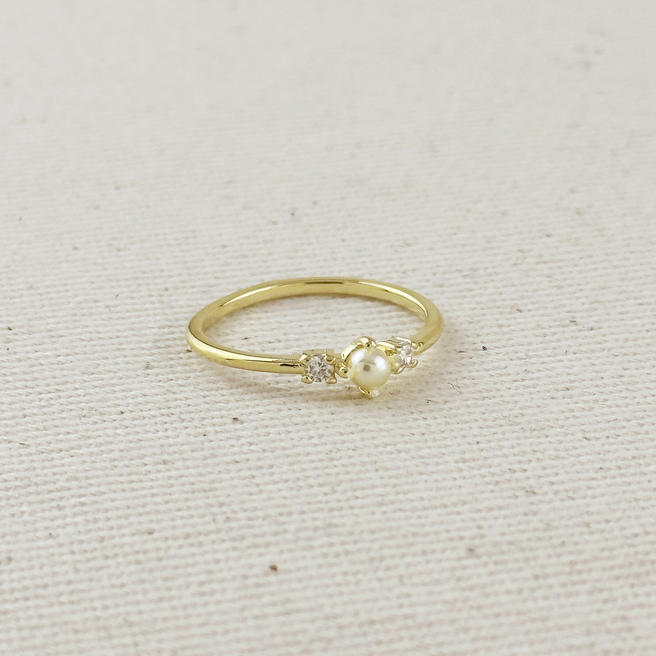Gold Filled 18k Pearl & Crystal Ring