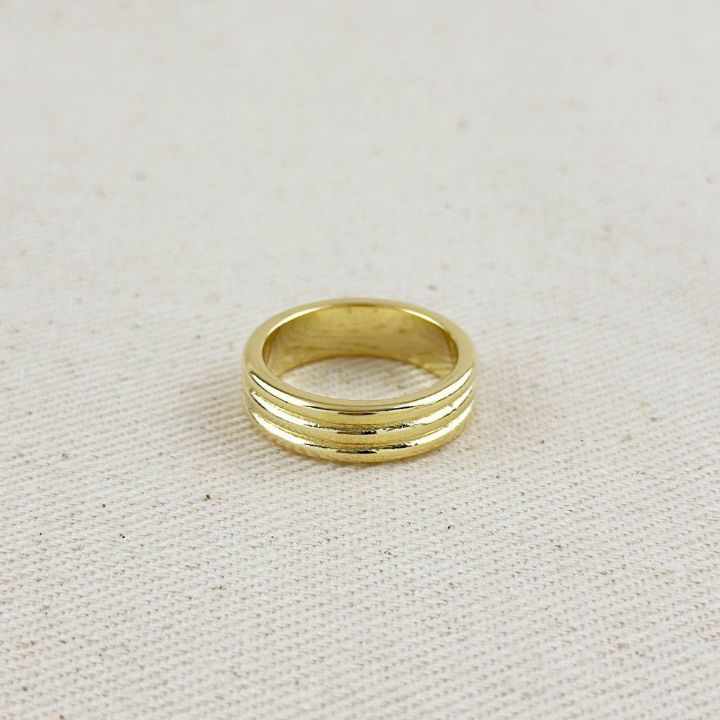 Gold Filled 18k Triple Groove Band Ring